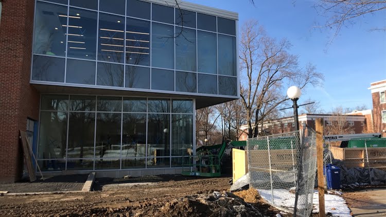 The John Kenny Forrer Learning Commons under construction. There is a webcam that shows a live pic of the building every 10 minutes available on Bridgewater’s official website at https://www.bridgewater.edu/learningcommons/