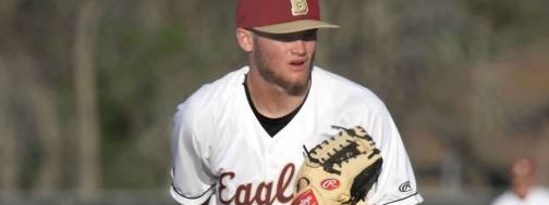 Senior pitcher, Keegan Oliver, focuses on taking signs from his catcher for the next pitch. Oliver will be missing the upcoming 2020 baseball season after tearing his UCL in the summer of 2019.