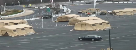 Tents in parking lot