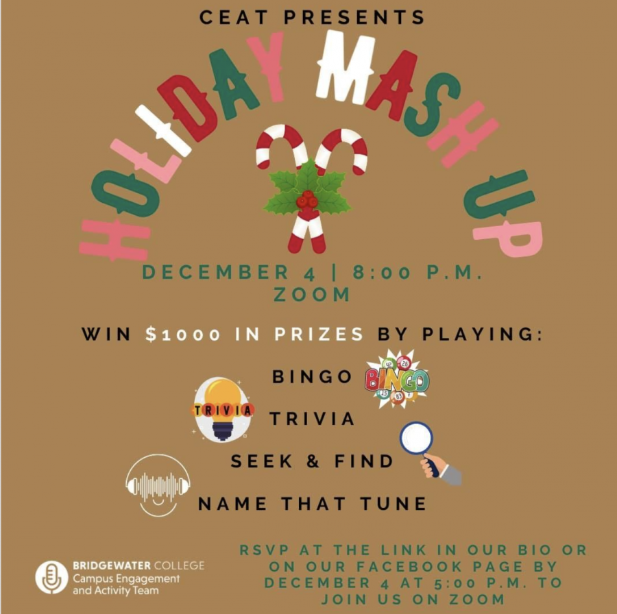 Instagram announcement for virtual CEAT Holiday Mash Up event for Bridgewater College students