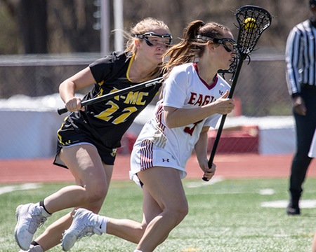 Sophomore Kaity Petersheim completing her hat trick of the game.