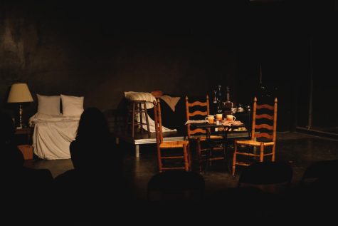 One of the sets in the Black Box of Cole Hall for “Death of a Salesman,” which was performed on April 7-9.