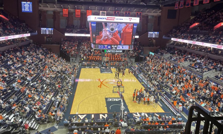 John+Paul+Jones+arena+in+Charlottesville+on+Friday%2C+Nov.+11%2C+as+UVA+took+on+Monmouth+University+in+their+second+game+of+the+season.+UVA+destroyed+Monmouth+with+a+final+score+of+89-42.+
