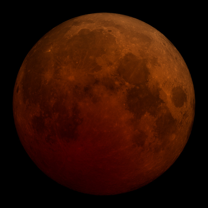 The lunar eclipse with a red hue