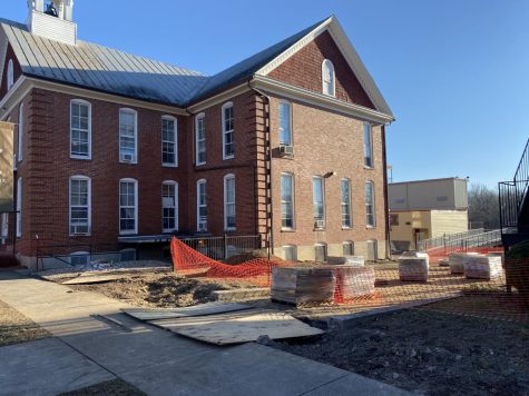 Construction being done beside Memorial Hall