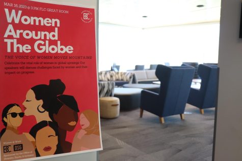 The Women around the Globe roundtable was held in the Forrer Learning Commons Great Room. Seating was arranged in a circle to simulate a round table environment and there were refreshments available.