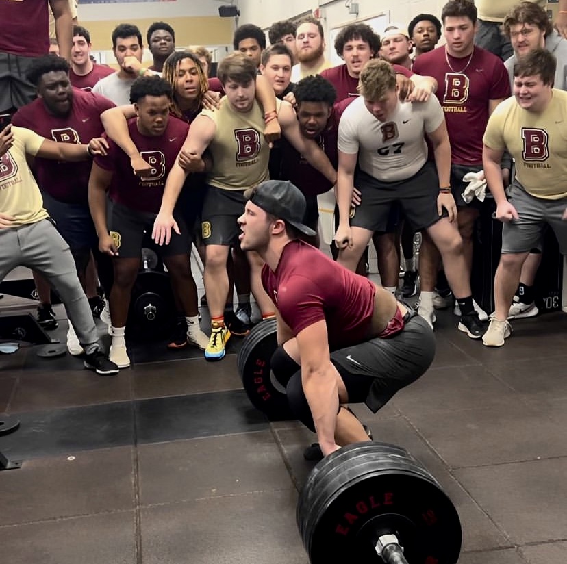 First-year Aaron Nice preparing for a deadlift