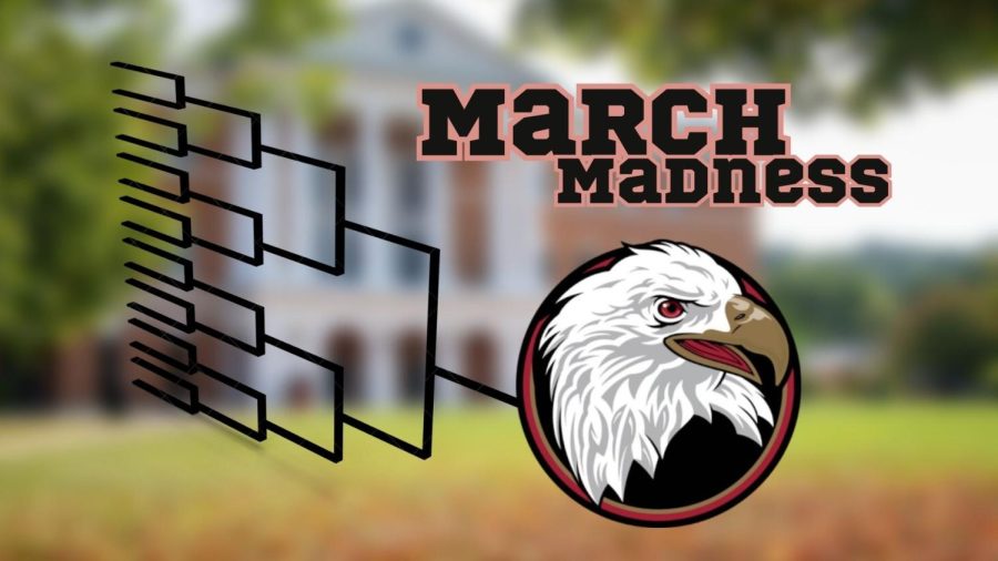 Brackets+and+Eagle+logo+with+the+words+March+Madness