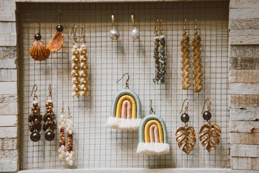 Earrings on a display