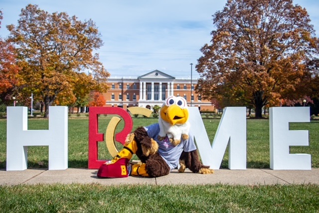 Ernie the eagle poses in front of McKinney Hall of Bridgewater’s campus. This year, BC had tents in the middle of the campus mall with different activities you can participate in and food.