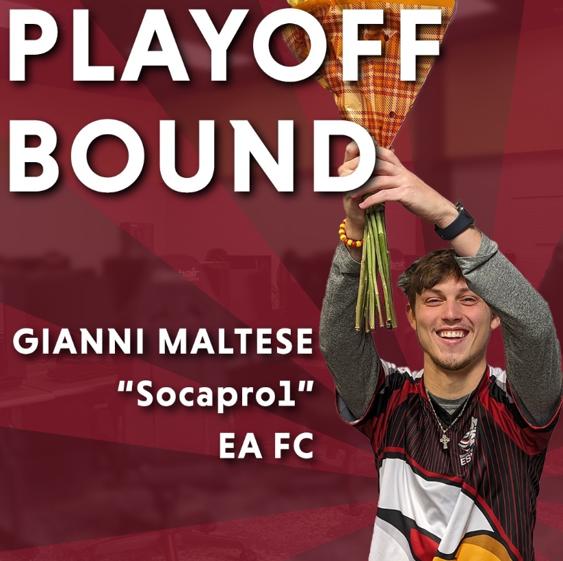 Gianni scored 19 goals across both matches against Fire Esports. Gianni has scored EA FC victories against Farmingdale State College, Dallas Baptist University, Fire Esports, and Augustana College.