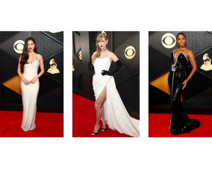 PEOPLE Magazine released the Best Dressed list of the 2024 Grammy attendees. Out of these three women, Taylor Swift won first place best dressed wearing a white Schiaparelli gown with a thigh-slit and black opera gloves. 