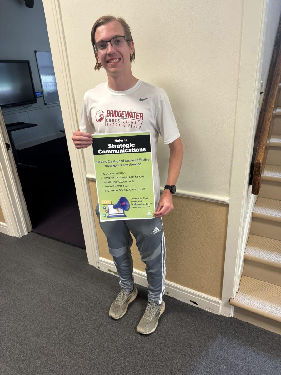 Senior Owen Wood shows excitement about the new major being added. The new major gives current students an option to choose a major in the communications department and new students the option to pick the new major when attending Bridgewater.
