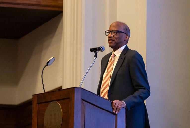 Wil Haygood speaks to an audience about being a civil rights 
activist in Cole Hall Tuesday night, Jan 21.