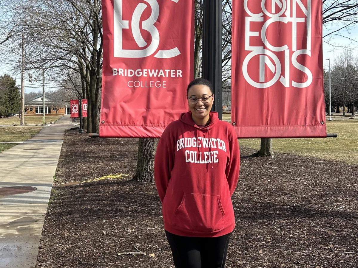 First-generation college student senior Kendra Arbogast shows off her Bridgewater College pride. Arbogast says that she knew that Bridgewater was home as soon as she stepped on campus for the first time.