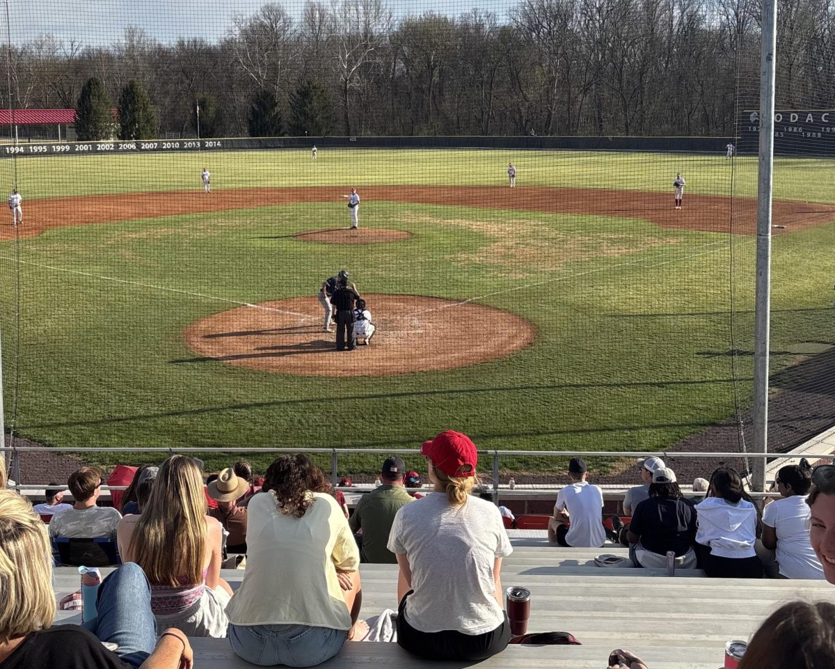 Evan Bert on the mound in the fourth inning against Virginia Wesleyan University. The Eagles were looking to close out the doubleheader with a sweep and add two conference wins to their record. 