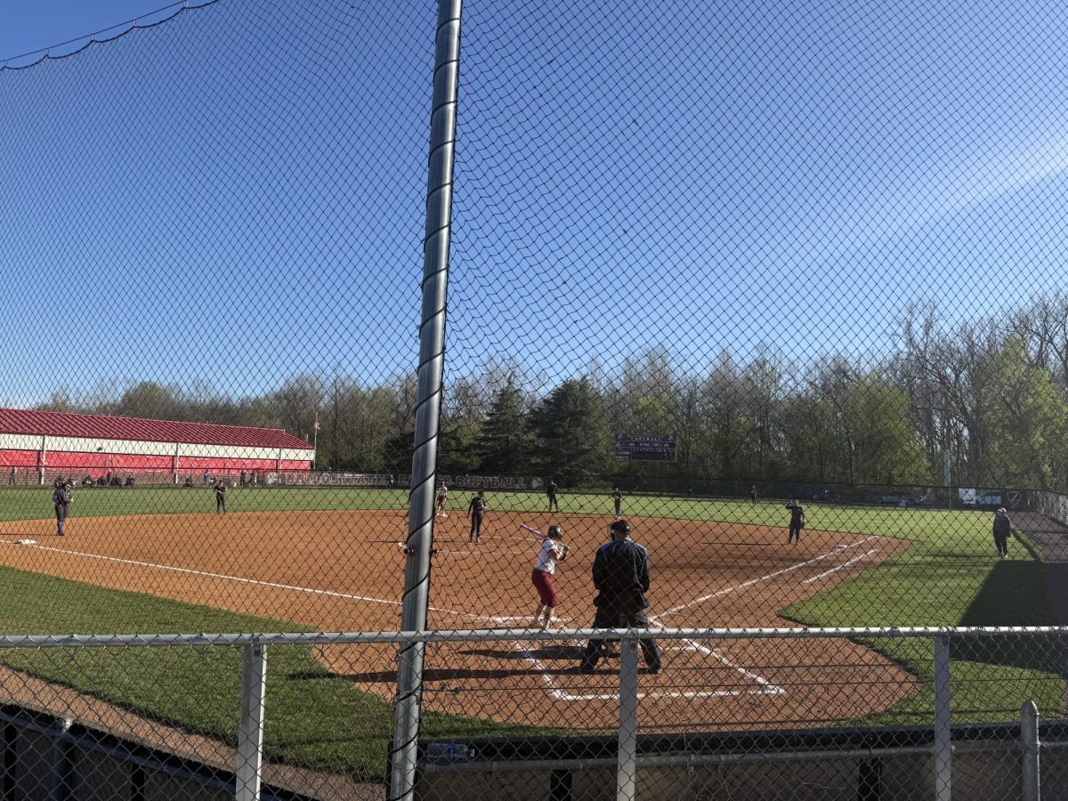Eastern Mennonite's Jordan Lane pitching against Bridgewater's Leiah Branch in the second game of the doubleheader. The Eagles set the tone early, scoring a run in the first inning. 